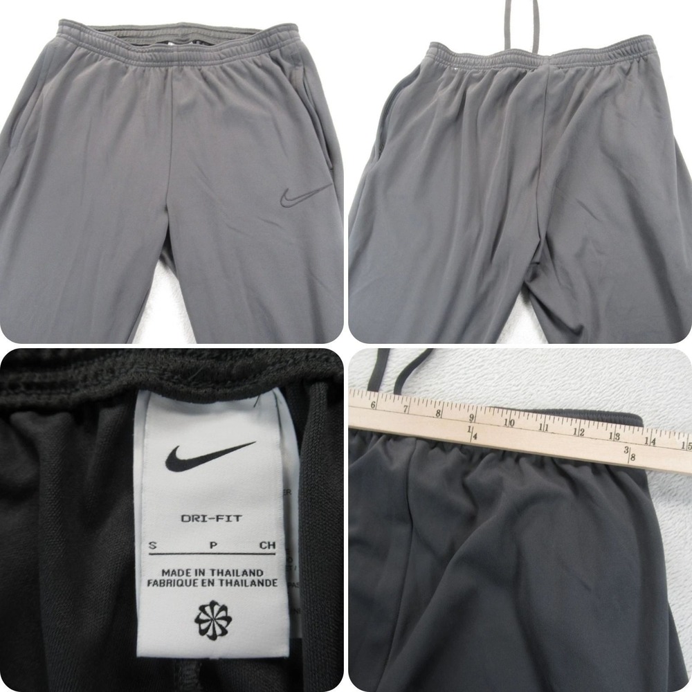 Nike Dri Fit Soccer Pants Womens Small Gray Elastic Drawstring Waist Zip Pockets